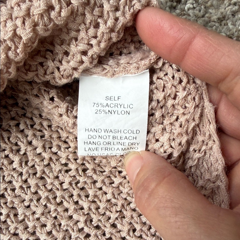 Easel Los Angeles Womens Tan Knit V Neck Oversized Pullover Sweater Top S - Picture 8 of 9